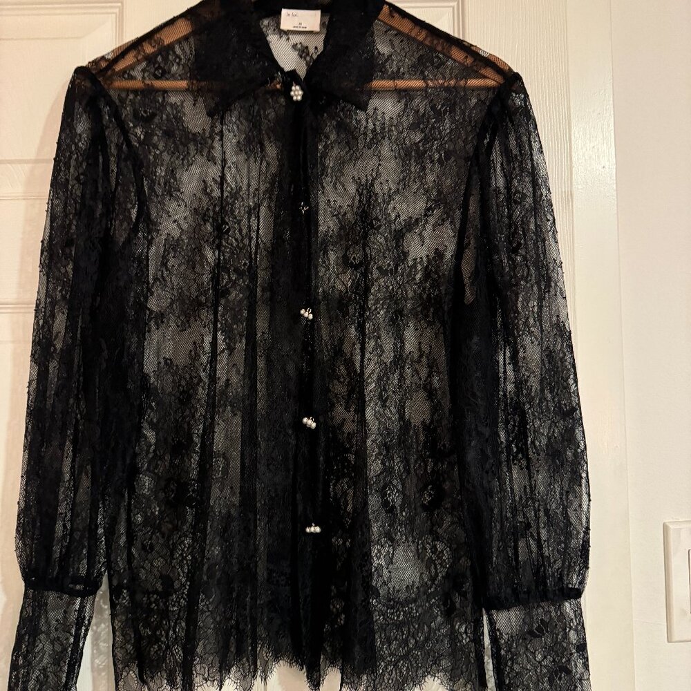 Aritzia Wilfred Le Fou Black Lace Vintage Vibe Blouse